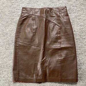 EUC - Vintage Brown Real Leather Pencil Skirt